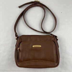 Rosetti Crossbody Purse Faux Leather Card Slots Gold Hardware Zip Closure